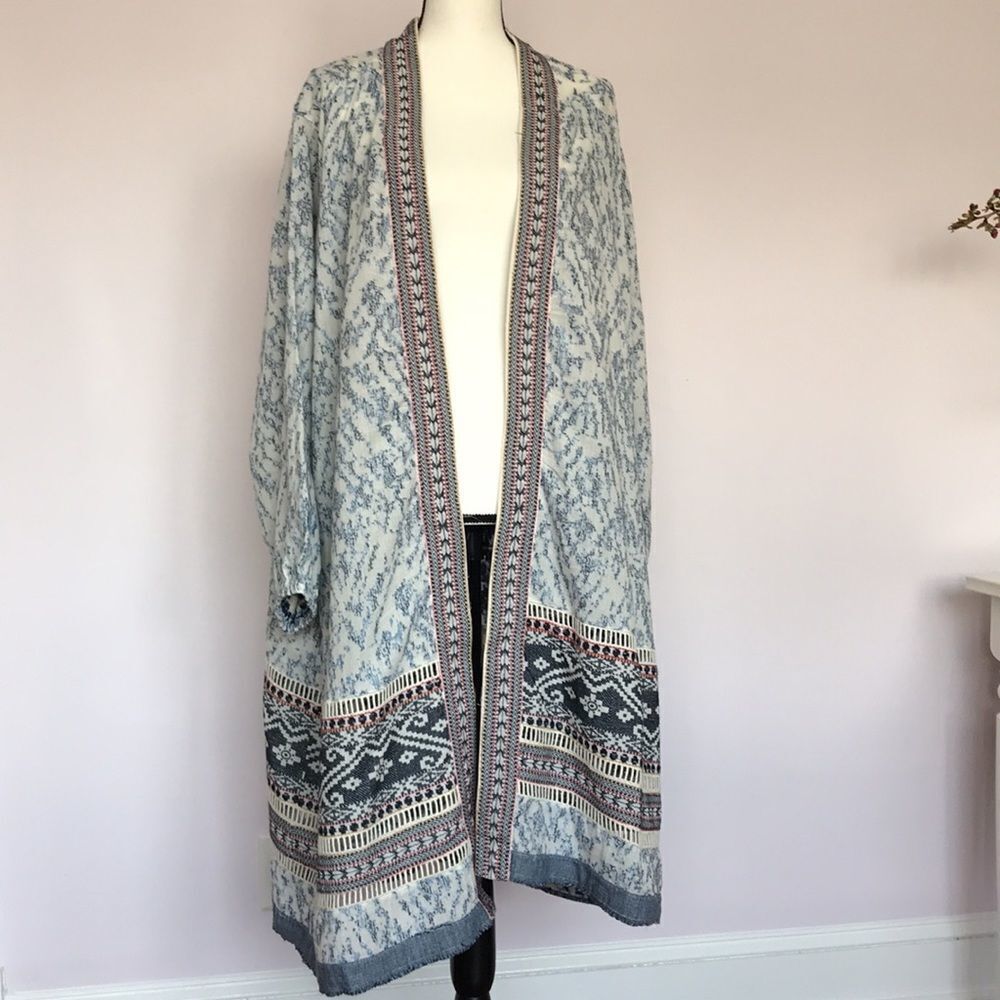 Anthropologie Maeve Blue Arwen Ikat Duster - Picture 12 of 14